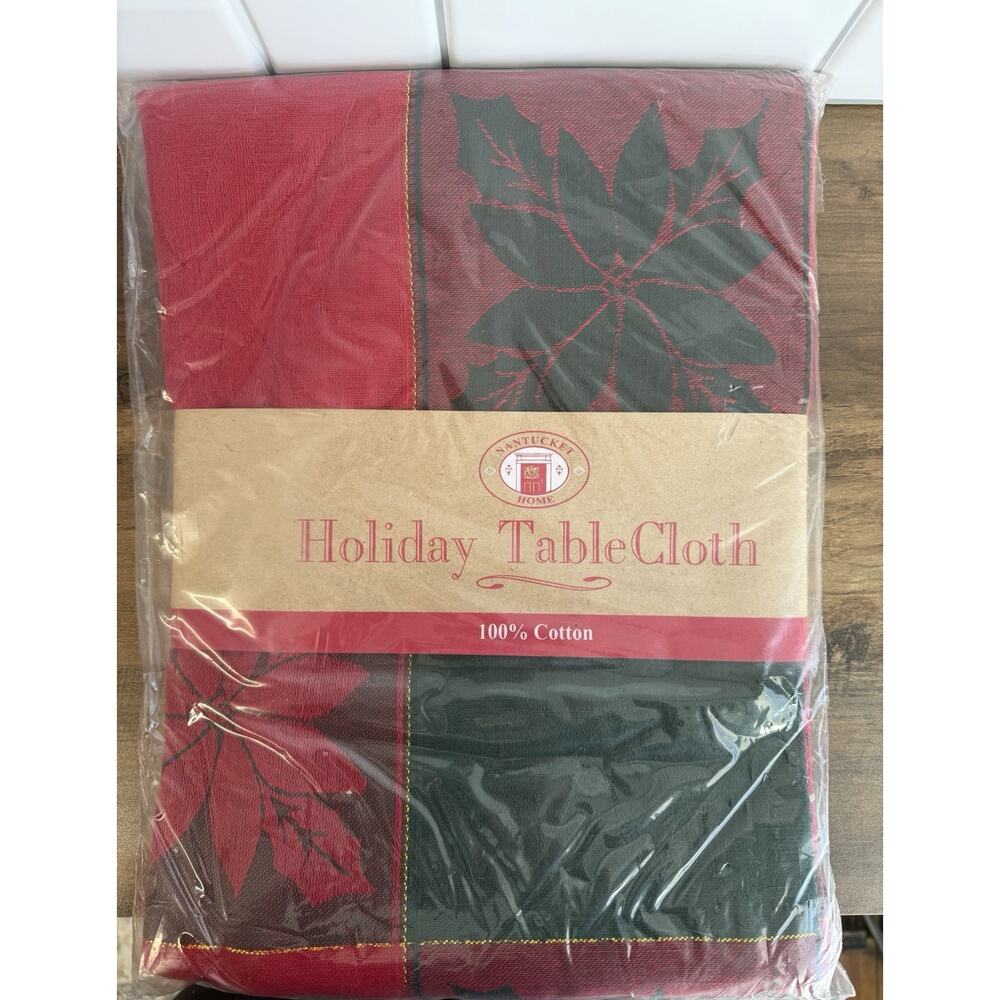 NEW Nantucket Home Holiday TableCloth 100% Cotton 60” Round